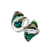 Sterling Silver Abalone Shell Modern Open Shape Statement Ring With Artistic Design